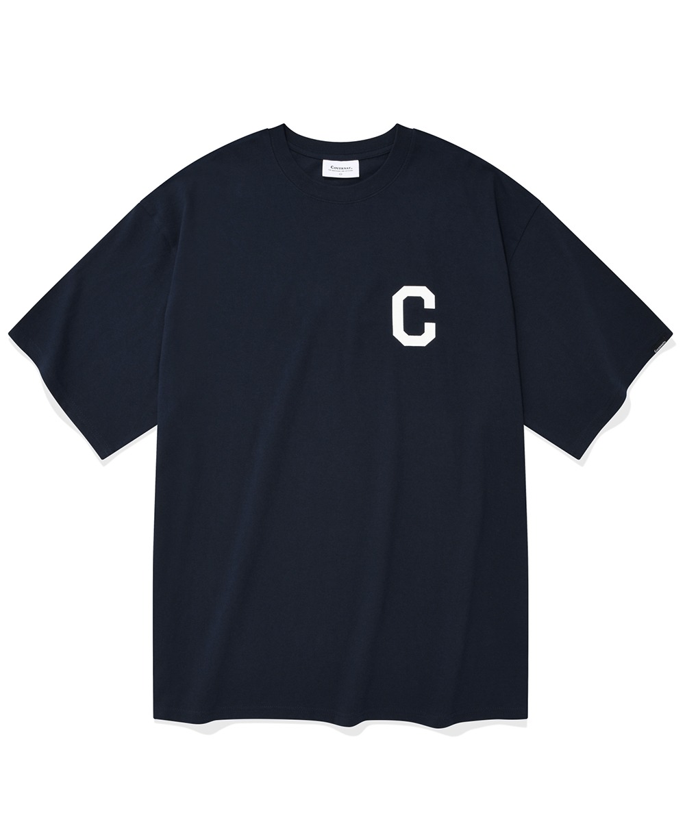 C 로고 티셔츠 네이비