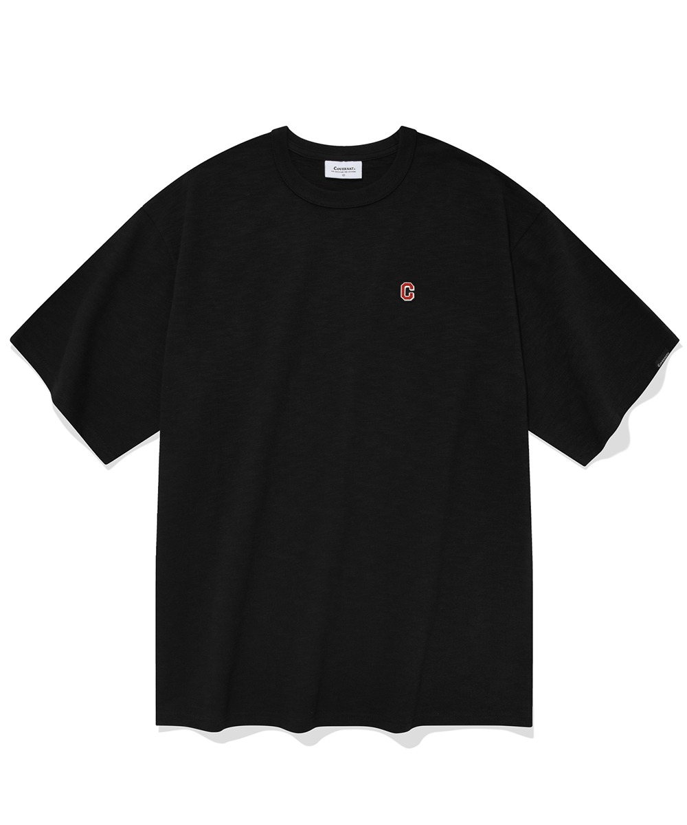 C 로고 와펜 슬랍 티셔츠 블랙